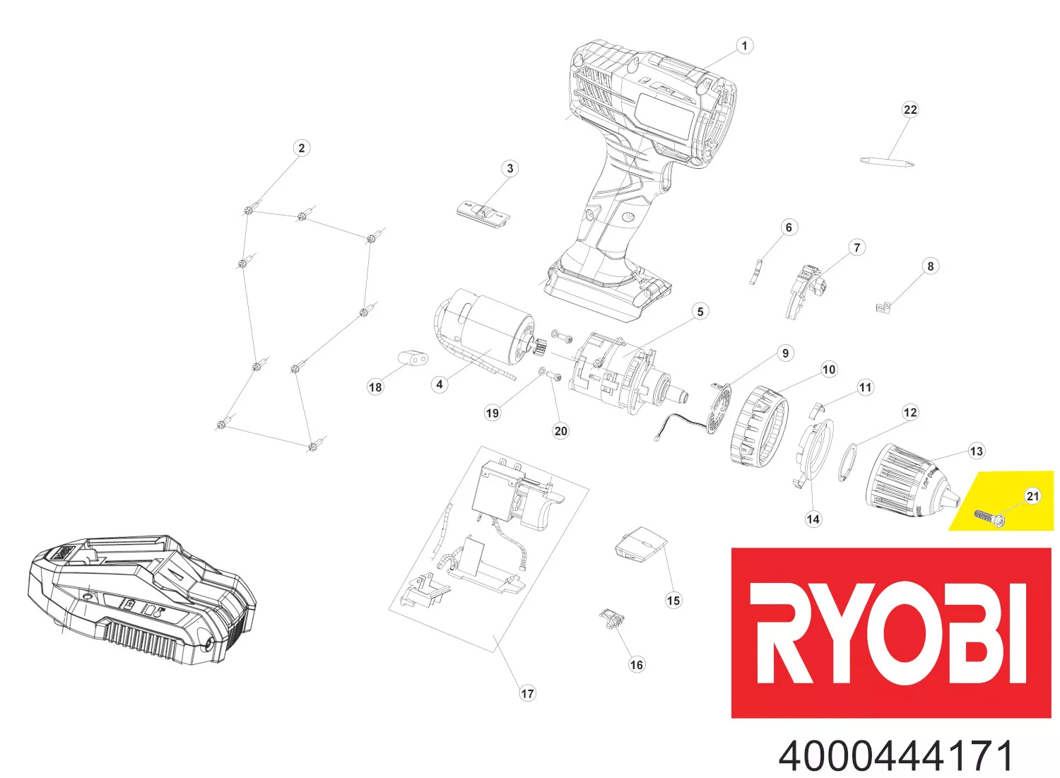 vis mandrin réf. 5131030096 Ryobi